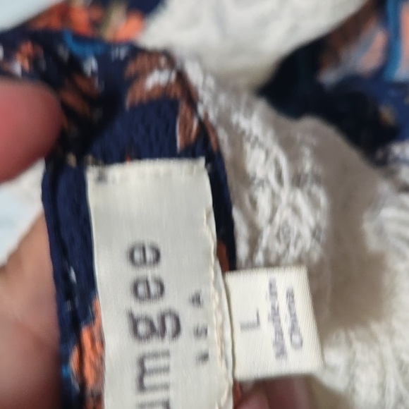 Umgee Lace Trim Mini Dress Blue Floral Sz Small And Large - Picture 8 of 8
